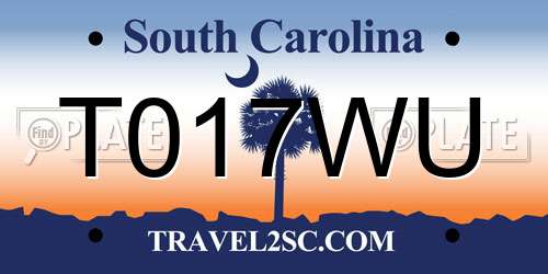 T017WU South Carolina License Plate