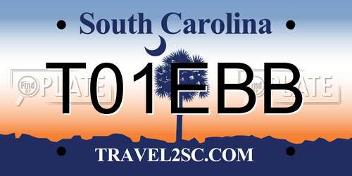T01EBB South Carolina License Plate