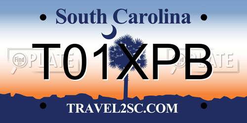 T01XPB South Carolina License Plate