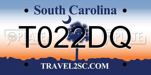 T022DQ South Carolina License Plate