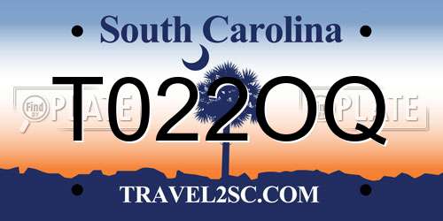 T022OQ South Carolina License Plate