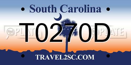 T0270D South Carolina License Plate
