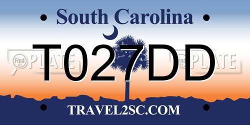 T027DD South Carolina License Plate
