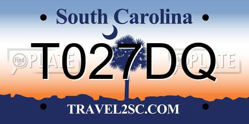 T027DQ South Carolina License Plate