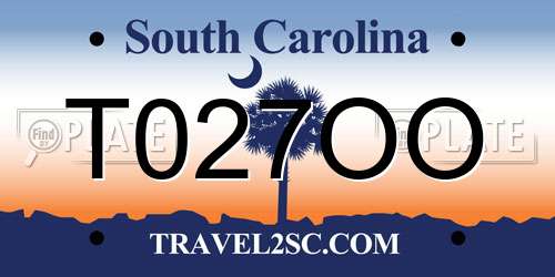 T027OO South Carolina License Plate