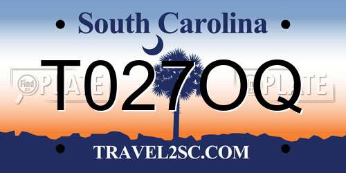 T027OQ South Carolina License Plate