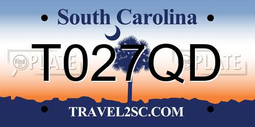 T027QD South Carolina License Plate