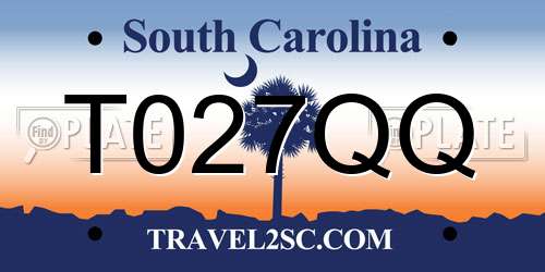T027QQ South Carolina License Plate