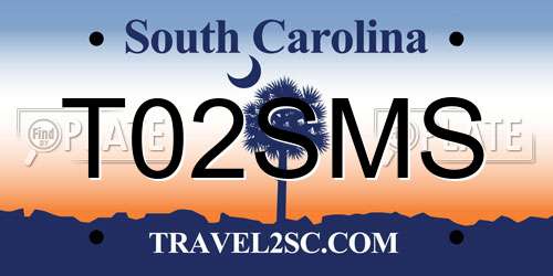 T02SMS South Carolina License Plate