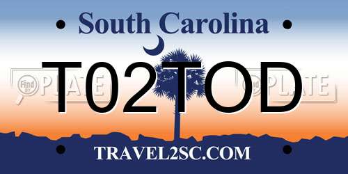 T02TOD South Carolina License Plate