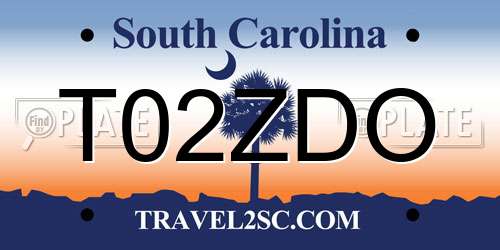 T02ZDO South Carolina License Plate