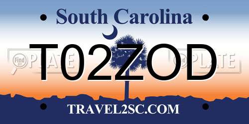 T02ZOD South Carolina License Plate