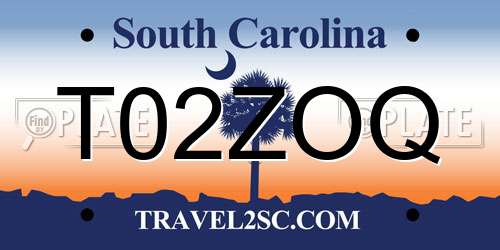 T02ZOQ South Carolina License Plate