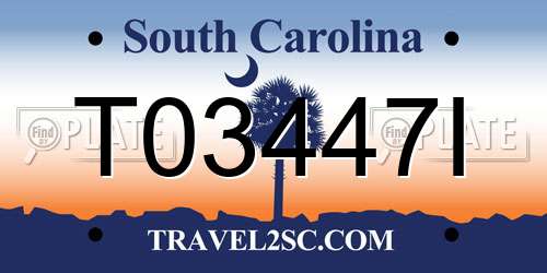 T03447I South Carolina License Plate