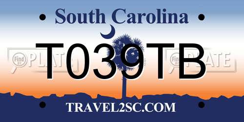 T039TB South Carolina License Plate