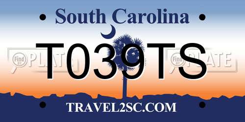 T039TS South Carolina License Plate