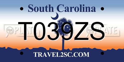 T039ZS South Carolina License Plate