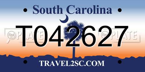 T042627 South Carolina License Plate
