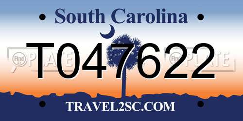 T047622 South Carolina License Plate