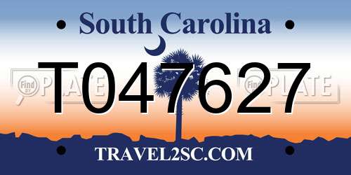 T047627 South Carolina License Plate