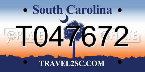 T047672 South Carolina License Plate