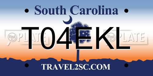 T04EKL South Carolina License Plate
