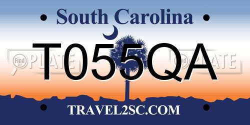 T055QA South Carolina License Plate