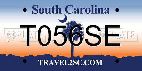 T056SE South Carolina License Plate