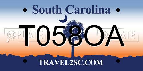 T058OA South Carolina License Plate