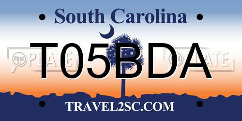 T05BDA South Carolina License Plate