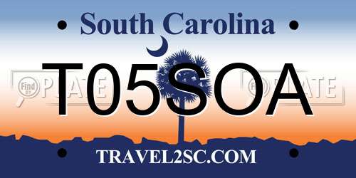 T05SOA South Carolina License Plate