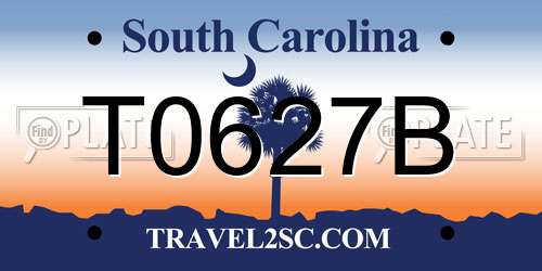 T0627B South Carolina License Plate