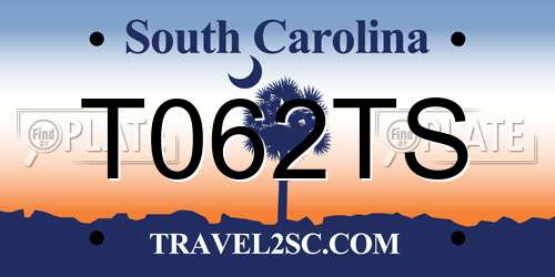 T062TS South Carolina License Plate