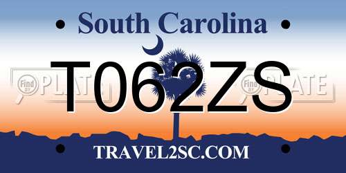 T062ZS South Carolina License Plate