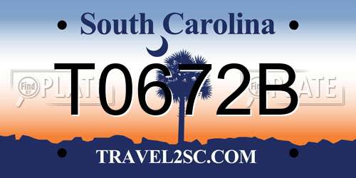 T0672B South Carolina License Plate