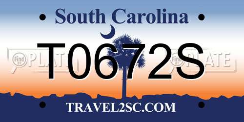 T0672S South Carolina License Plate