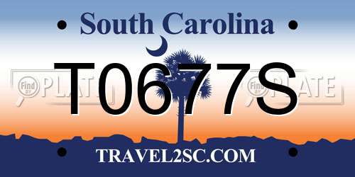T0677S South Carolina License Plate