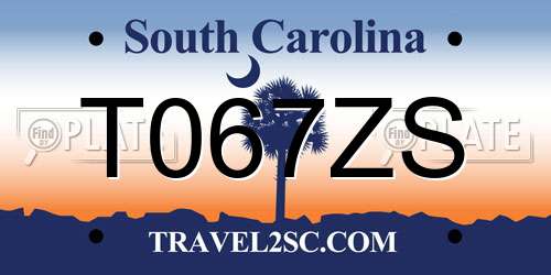 T067ZS South Carolina License Plate