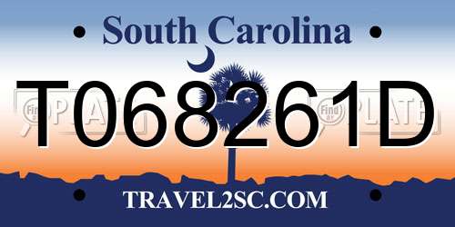 T068261D South Carolina License Plate