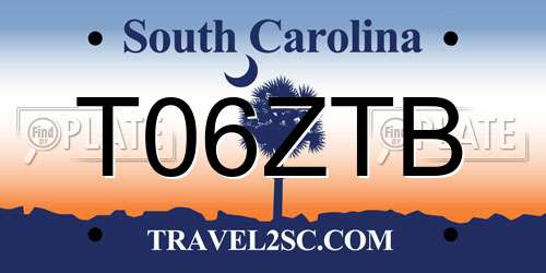 T06ZTB South Carolina License Plate