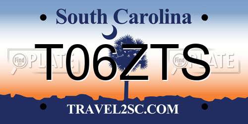 T06ZTS South Carolina License Plate