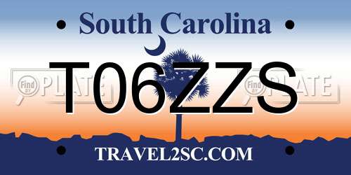 T06ZZS South Carolina License Plate