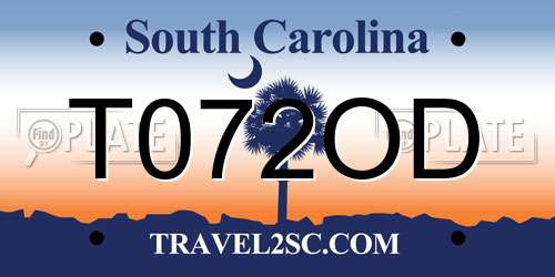 T072OD South Carolina License Plate