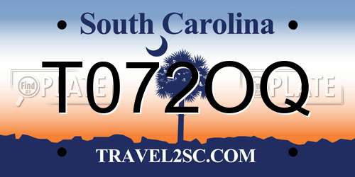T072OQ South Carolina License Plate