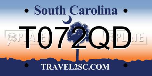 T072QD South Carolina License Plate