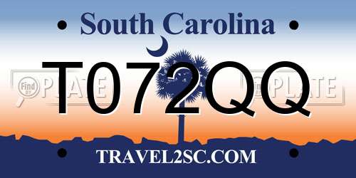 T072QQ South Carolina License Plate