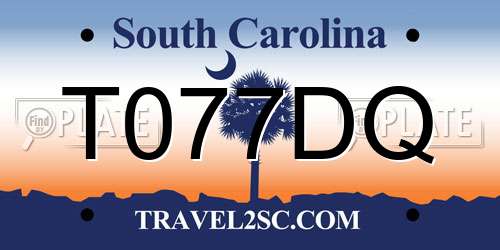 T077DQ South Carolina License Plate