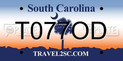 T077OD South Carolina License Plate