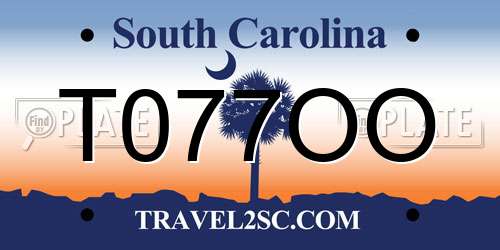T077OO South Carolina License Plate