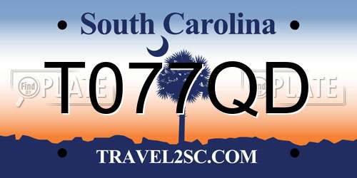 T077QD South Carolina License Plate